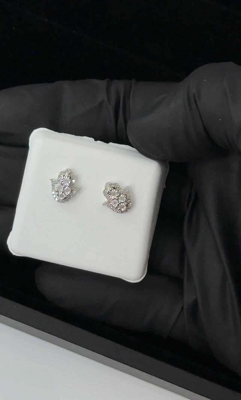 Natural Diamond Hamsa Stud Earrings